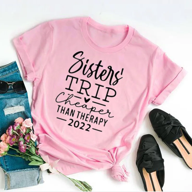 Sisters Trip Cheaper Than Therapy Vacation Shirt Sister Trip Sister Auntie Mothers Day Gift Gift For Sister Short Sleeve Top y2k