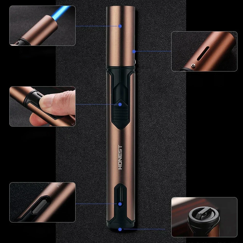 HONEST Cigar Lighter Jet Flame Portable Butane Torch Lighter with Punch Mini Plastic Cigarette Lighter For Gift (No Gas) - Image 5