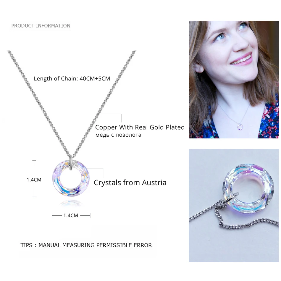 Fancy Stone Circle Jewelry Sets Crystals From Austria Silver Color Pendant Necklaces Piercing Dangle Earrings For Women Wedding