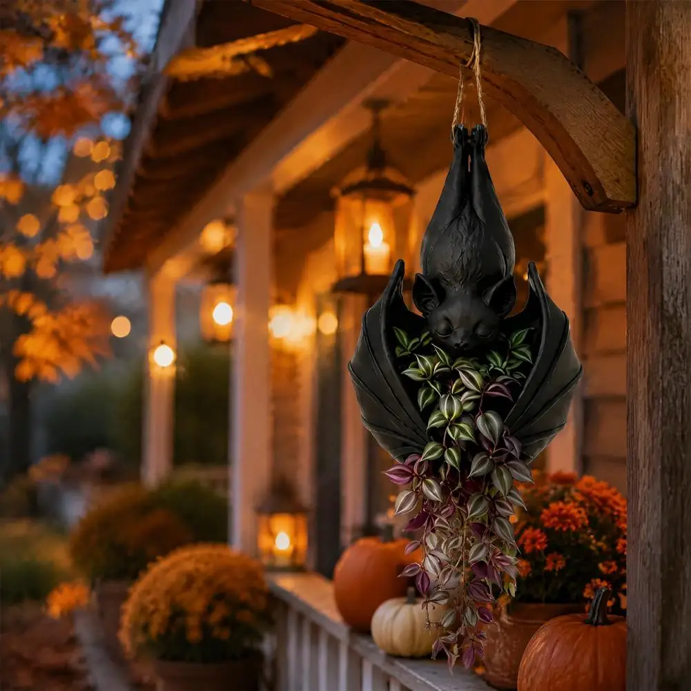 Bat Shape Hanging Planter Style Flower Pot Hanging Bat Plant Pot Halloween Planter Decorative Indoor Outdoor Flowerpot for Vines