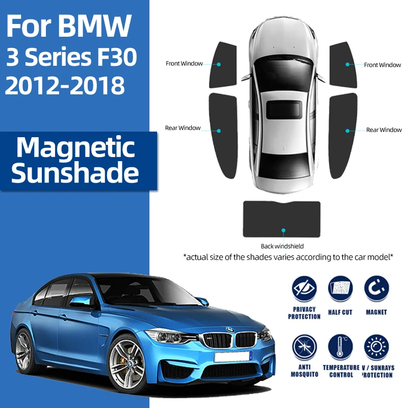 For BMW 3 Series F30 F80 2011-2019 Magenetic Car Sunshade Front Windshield Curtain Rear Side Baby Window Mesh Sun Shade Visor