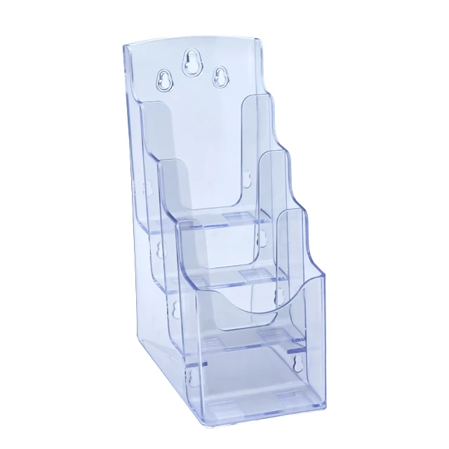 

Wholesale Modern 4-Tier Acrylic Magazine Stand and Literature Organizer Wall Mountable Countertop Brochure Holder for Store Use