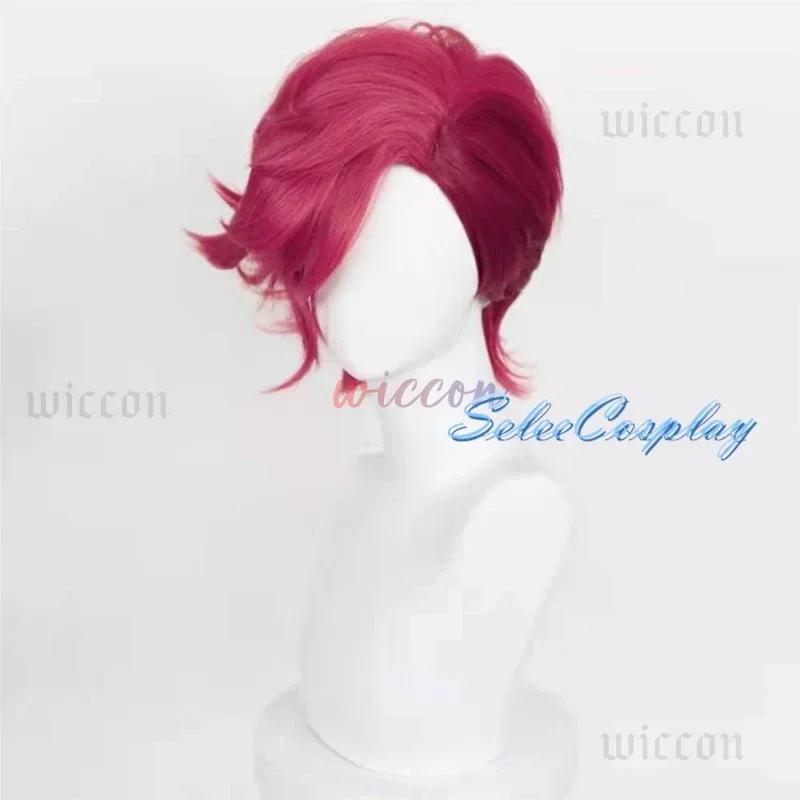Juego LOL Arcane Vi Cosplay peluca VI 30cm Rosa profunda negro corto pelo sintético resistente al calor pelucas de juego de rol de Anime + gorro de peluca