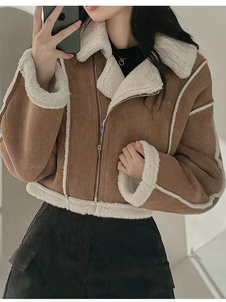 

Sli ort Lamb Fur Suede Long Sve Jaet East Gate Salt And Sweet Ретро Верхняя одежда для женщин Весенне-осеннее зимнее пальто