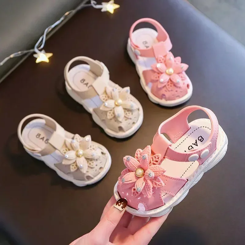 Solid Bow Children\'s Summer Shoes Cute PVC Beach Non Slip Sandals For Baby Girls Footwear Soft Infant Kids Fashion Sandals