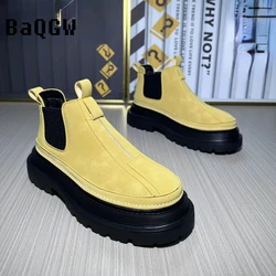 Autumn Fashion Thick Soled Casual British Style Designer Motorcycle Boots Comfortable High Quality Winter Warm Luxury Men Shoes
