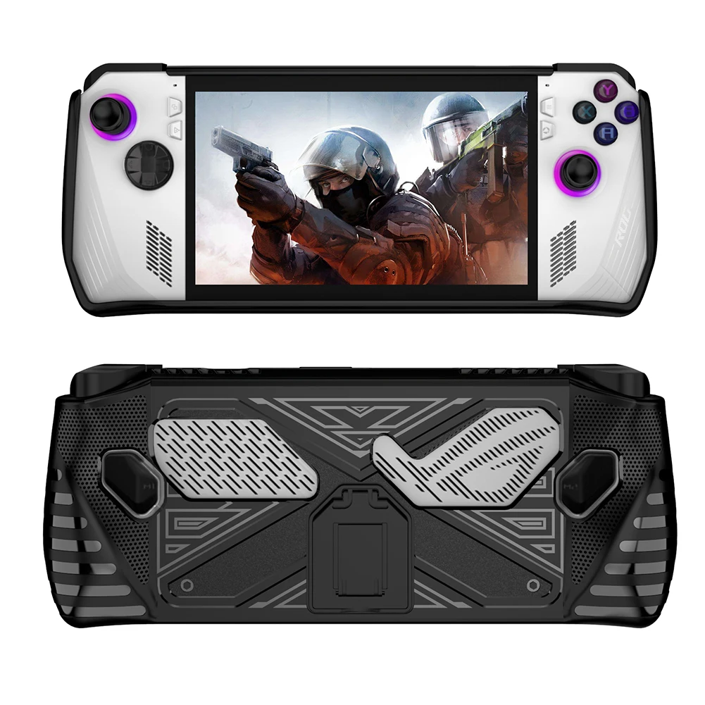 

Soft TPU Protective Case Cover Anti Drop with Bracket Game Console Cover Shock Absorption Comfortable Grip for ASUS Rog Ally