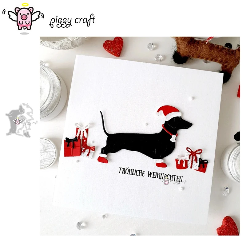 Piggy Craft metal cutting dies cut die mold Christmas Hat Dachshund Scrapbook paper craft knife mould blade punch stencils dies