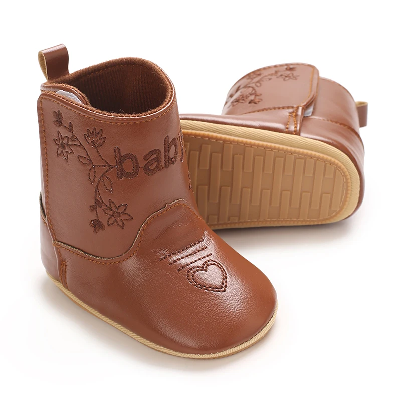 Retro Winter New Men's And Women's Boots PU Printed Children's Boots Rubber Sole Anti Slip Children's Shoes 0-18M
