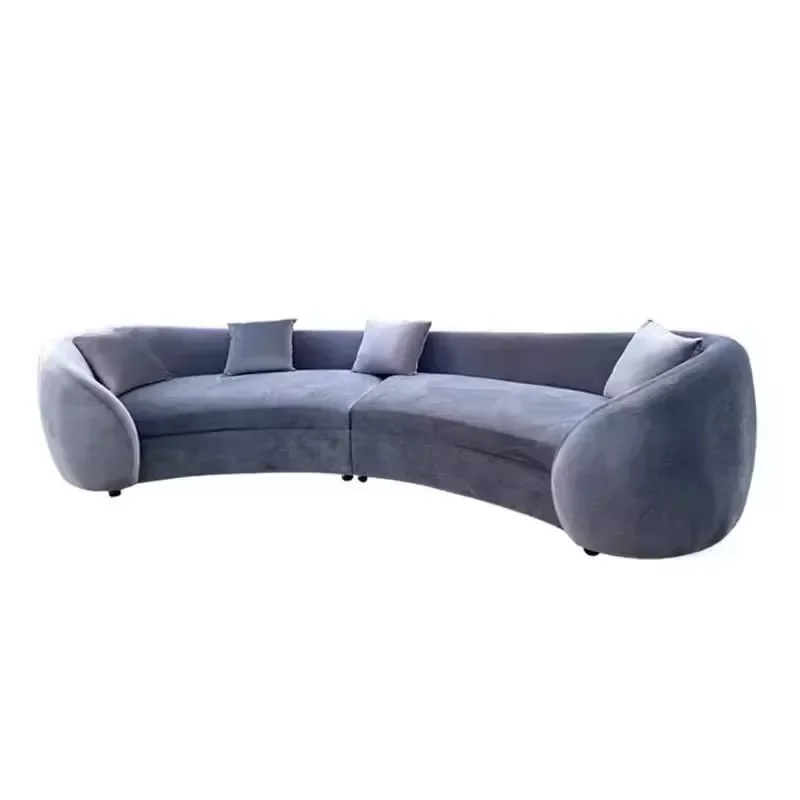 Italian semi-circular curved lamb wool sofa living room hotel lounge area U-shaped sofa