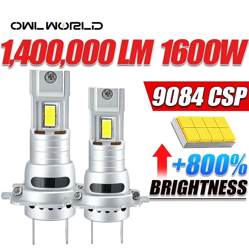 H7 Head Lamp Fog Light 9084 CSP Chips CANBUS Bulb H7 Plug & Play Headlight with Turbofan 1,400,000 LM 1600W Car LED Headlamp 12V
