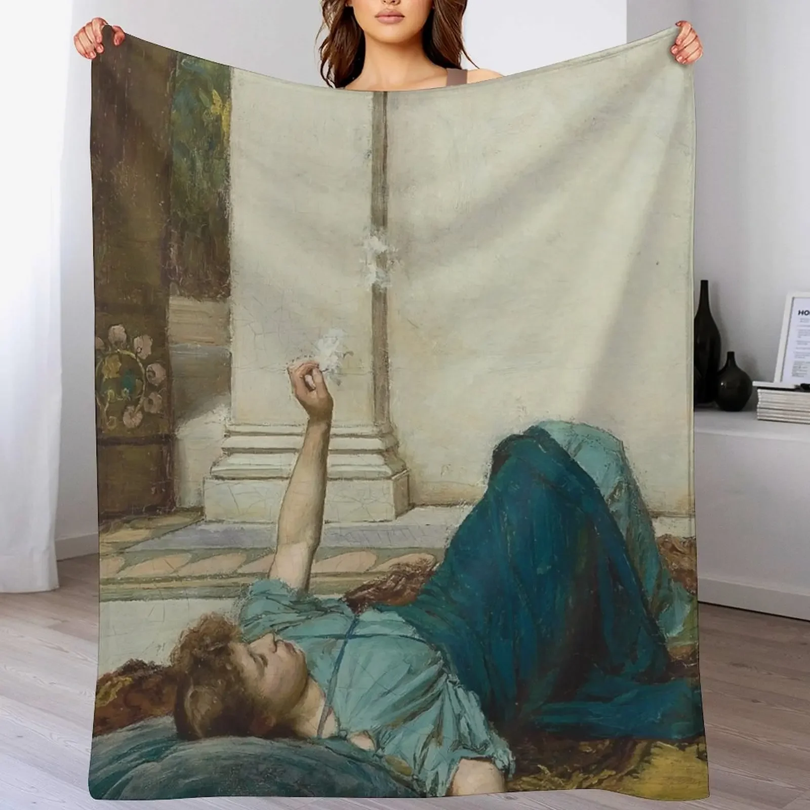 

Dolce Far Niente (1879) By John William Waterhouse Throw Blanket Luxury Hair Baby Blankets