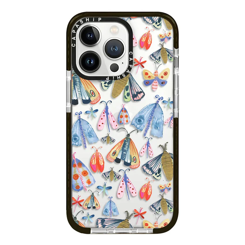 Full Screen Colorful Moth Butterfly Case For iPhone 15 14 13 12 11 Pro X XS XR Max 7 8 Plus SE Soft TPU Shockproof Back Cover