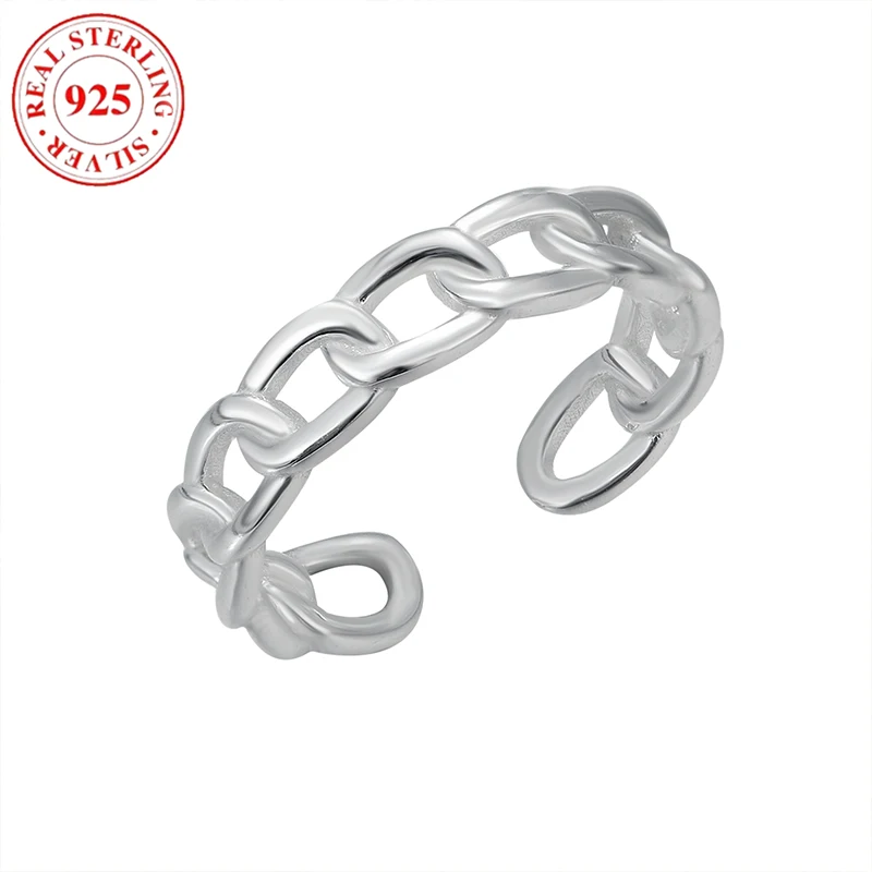 S925 Sterling Silver Heart Chain Geometric Women's Open Beach Summer Toe Ring Hypoallergenic Suitable for Vacation