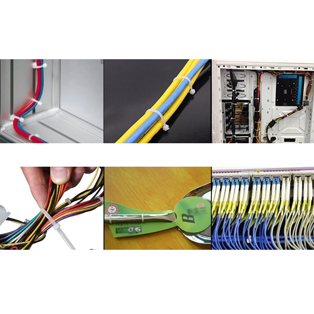 

200Pcs Plastic Cable Ties Nylon Self-Locking Durable Weather Resistant Fasteners for Wire Tying Wraps Home Office Garage