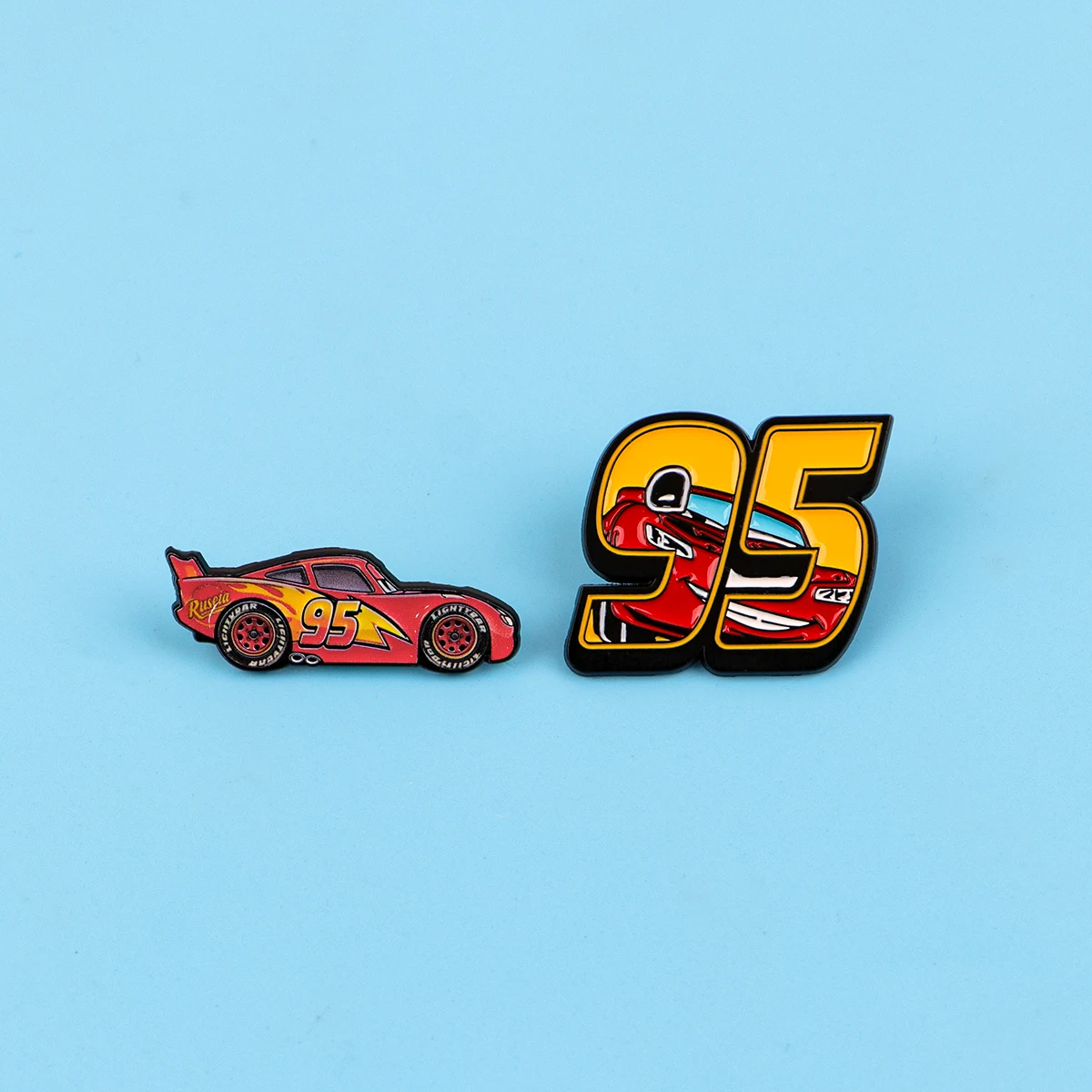 2pcs Number 95 Enamel Pin Set Cartoon Brooch For Coat Racing Brooches Fashion Lapel Badges Jewelry Gift for Friends view 3
