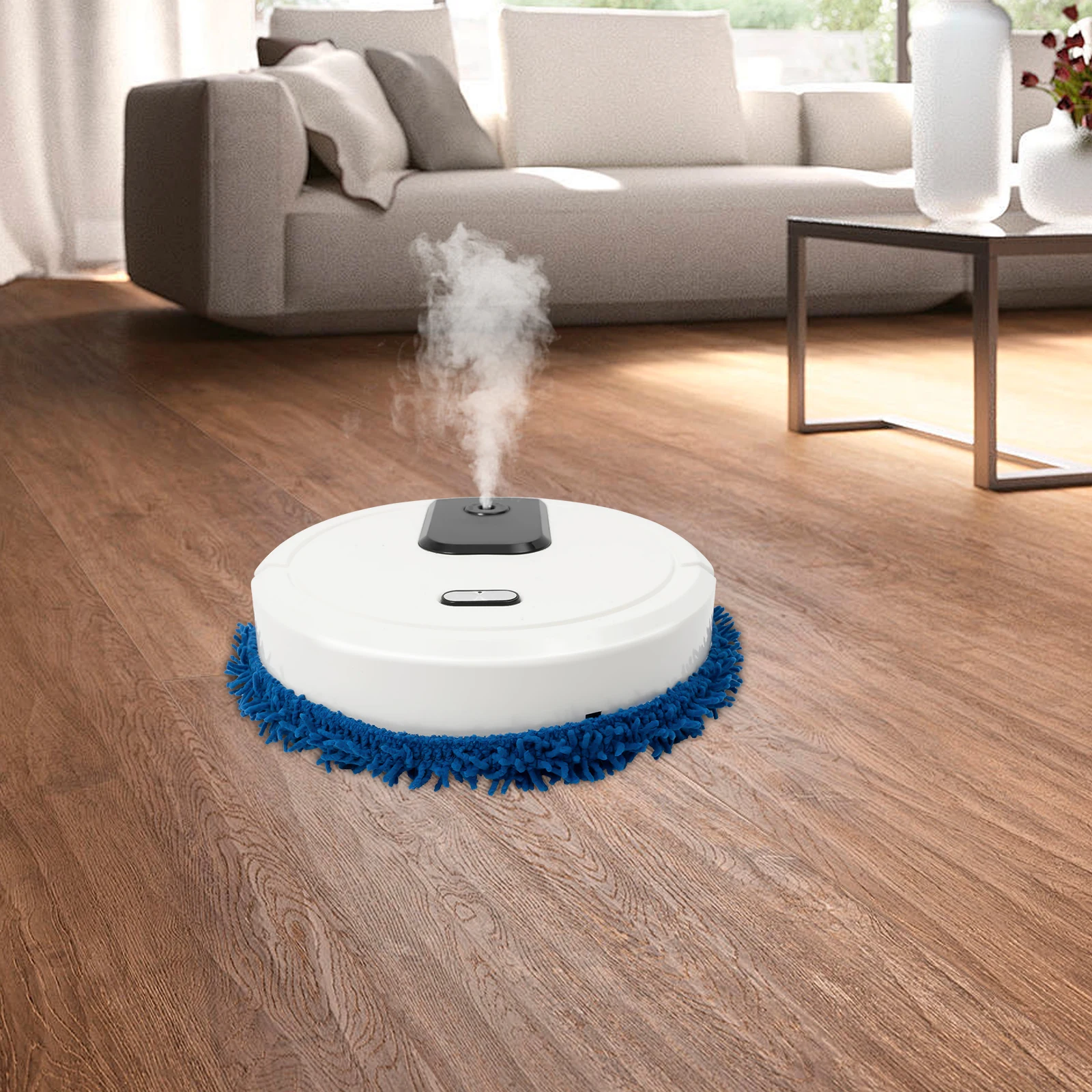 

Automatic Mop Cleaning Robot, 3 in 1 Sweeper Mop USB Charging Intelligent Robot Clean Floor Sweeper Dry & Wet, White