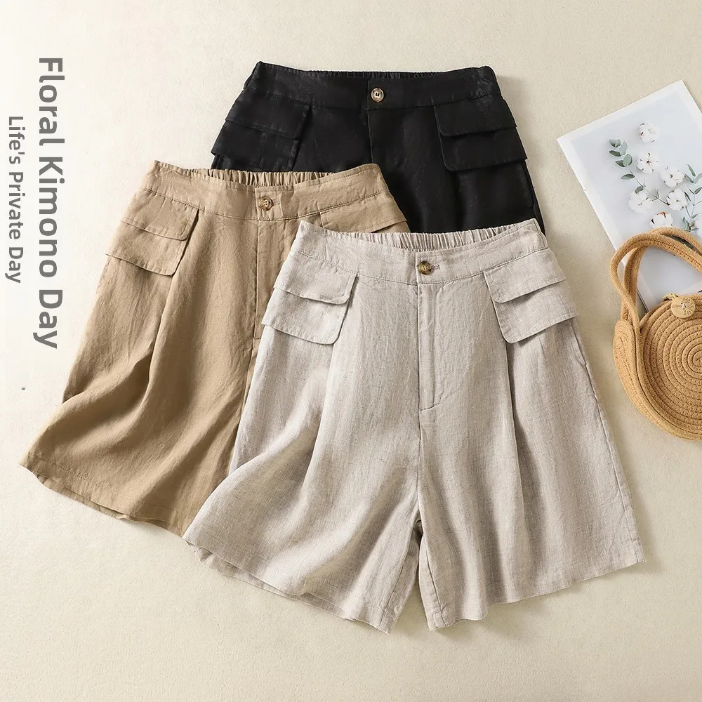 

Casual Pure Color Women's Shorts Loose Fit Halflaunched Elastic Waist Natural Waist Wide Leg Pants Summer 2026 Fashion