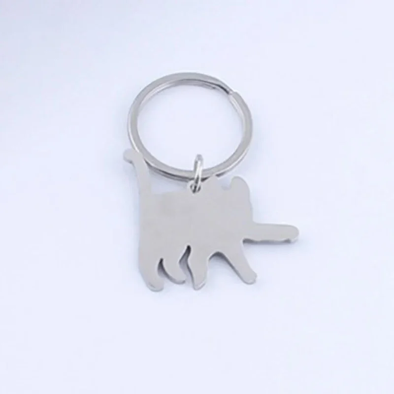 Cartoon Knife Cat Keychain Cute Stainless Steel Black Kitten Key Chains Keyring Bag Pendant Hanging Jewelry Gift