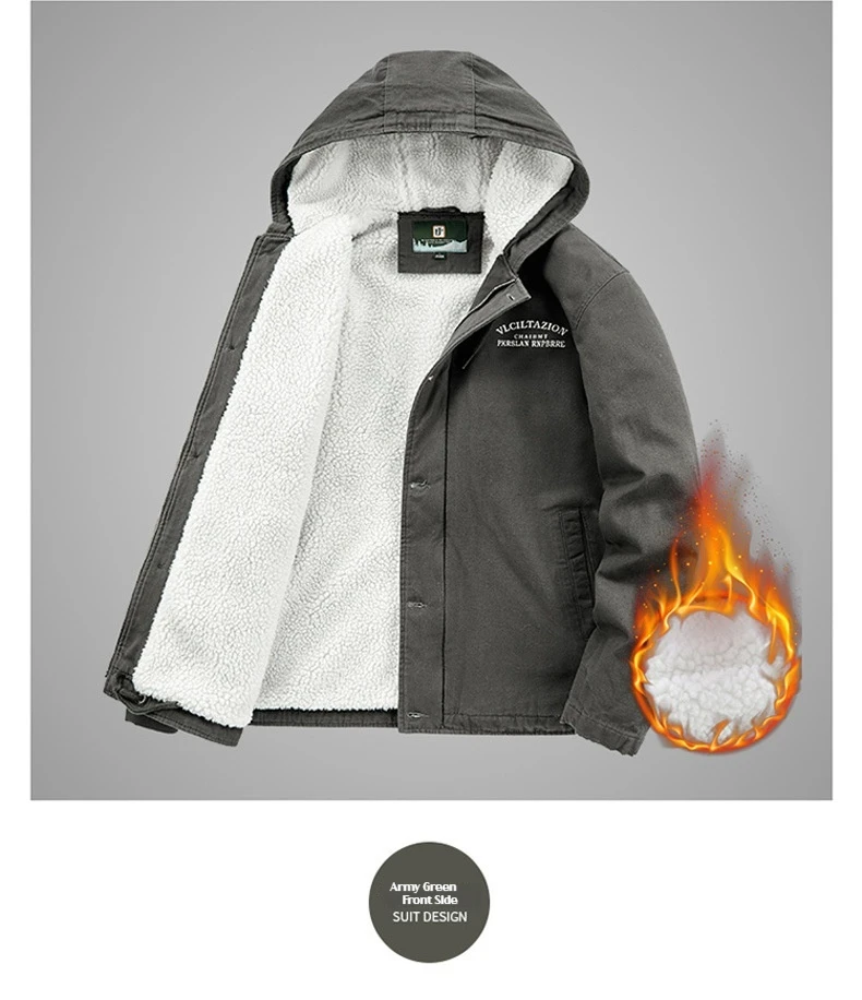 Kaltes Wetter im Freien, verdickt, winddicht, warm, für Herren, Baumwolle, gepolstert, mit Kapuze, Streetwear, modisch, lässig, Parka, Wintermantel – Detail 23
