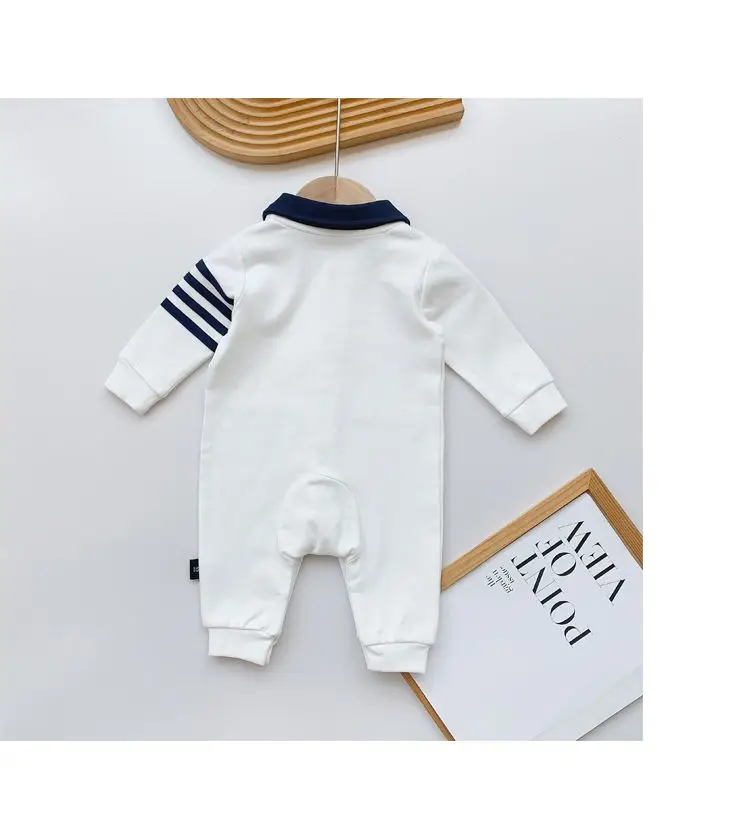 Boys POLO Collar Onesie Baby Long-sleeved Romper Newborn Infant 1 Year Old Birthday 100 Days Birthday Clothing 0-3 Years