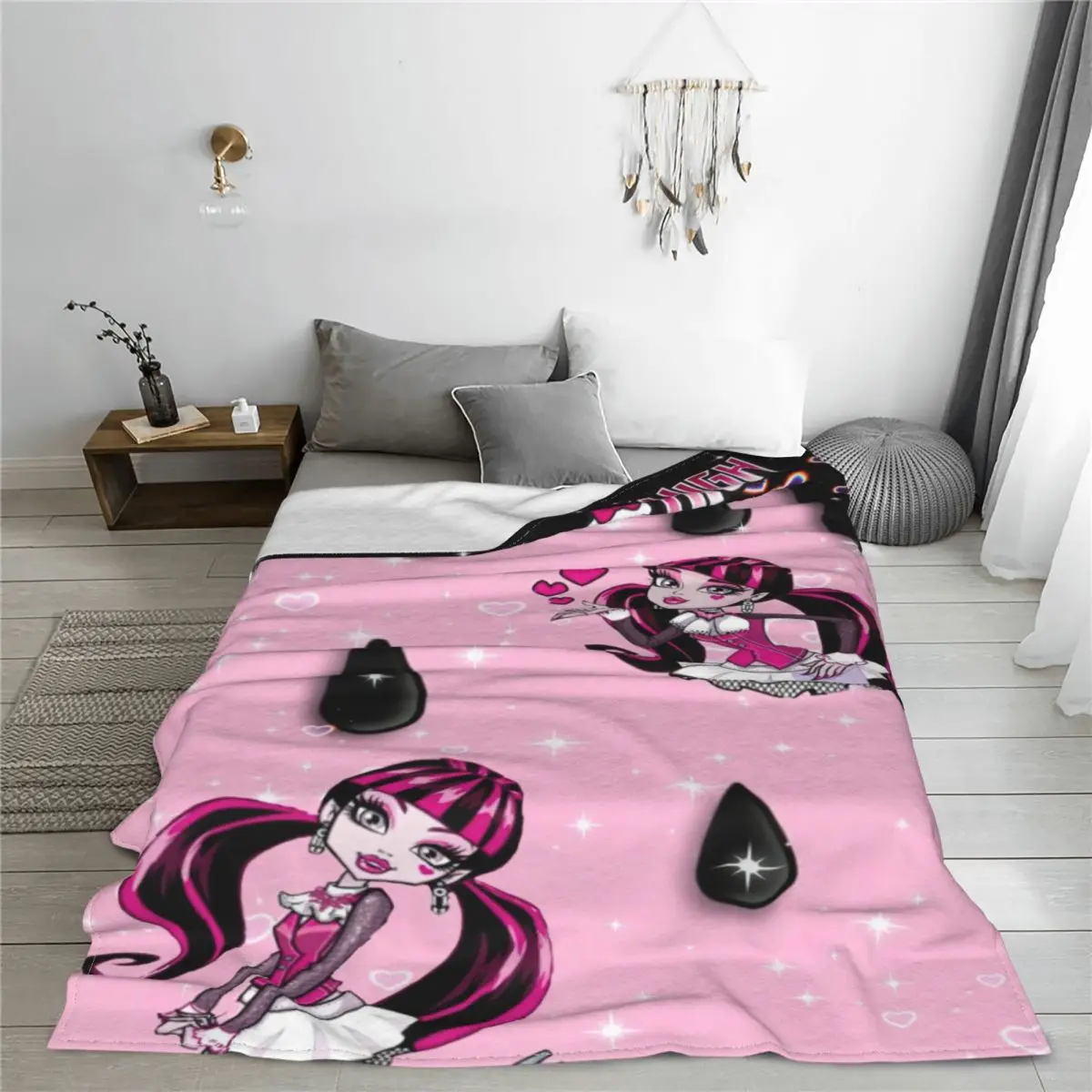 Monster High Anime Blanket Fleece Print Multifunction Ultra-Soft Throw Blankets for Sofa Bedroom Bedding Throws