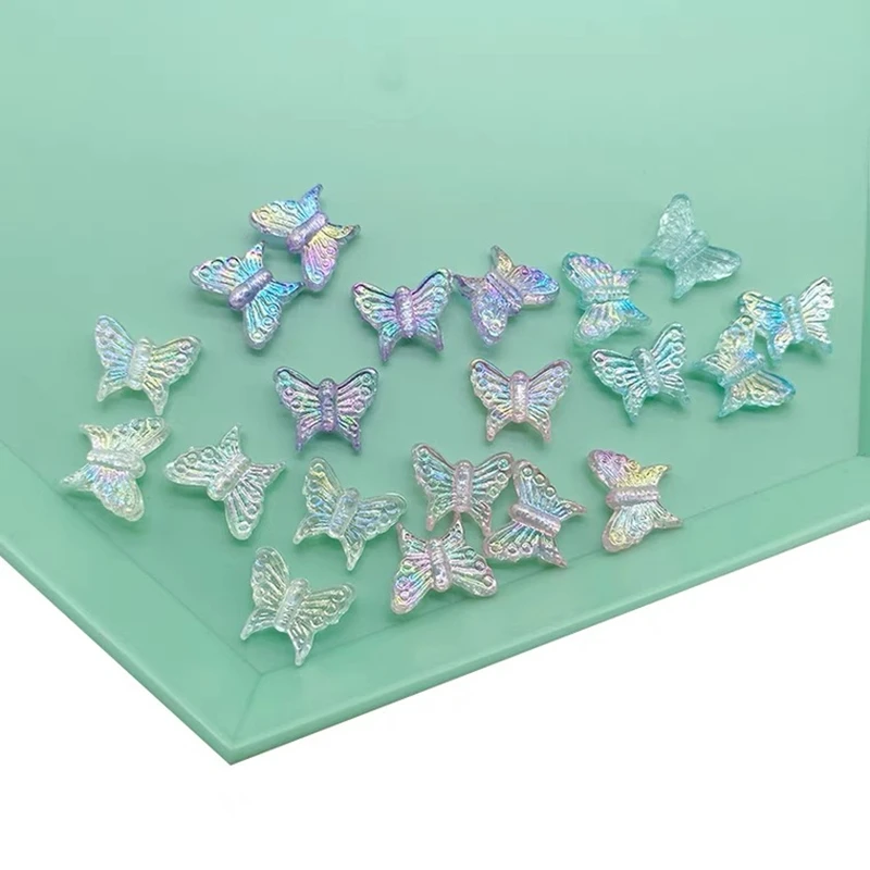 30pcs 13x16mm Colorful Transparent Small Butterfly Through Hole DIY Collocation To Make Jewelry Necklace