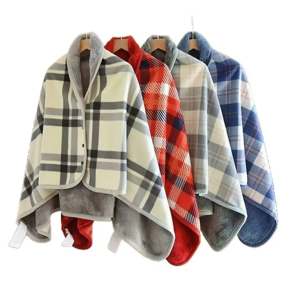 Manta chal portátil de invierno de franela con botón, manta chal multifunción, bufandas gruesas, manta informal perezosa para oficina