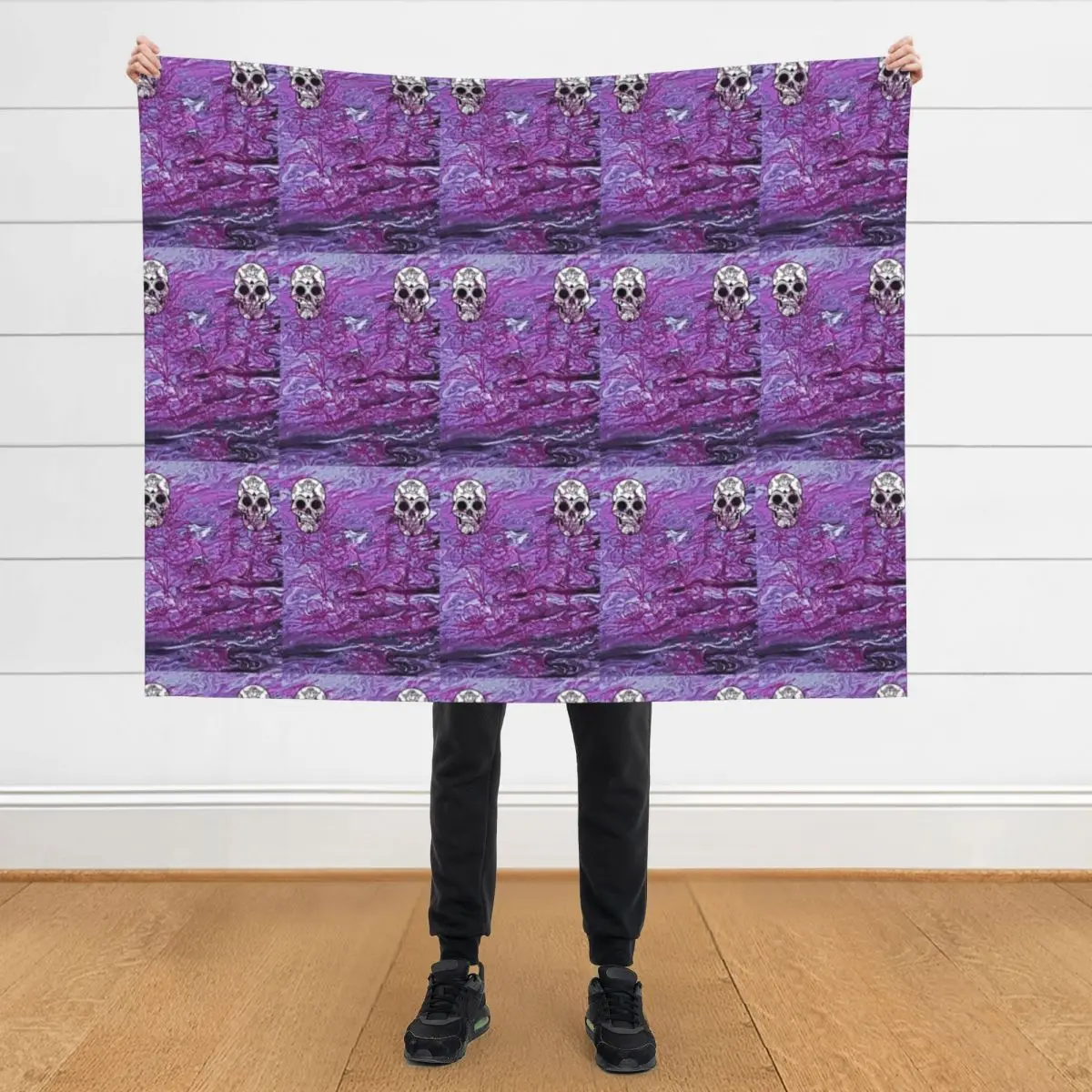 

Skulls and Roses Purple Throw Blanket sofa bed Softest Kid'S Blankets