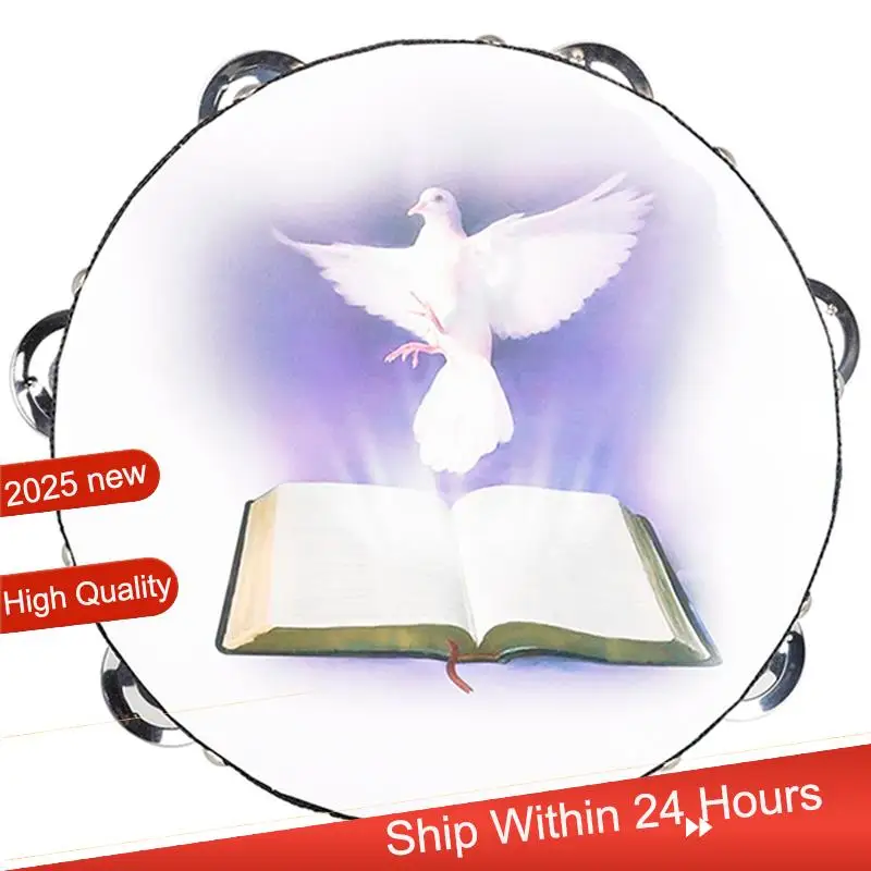 ABJX جديد ثمانية بوصة النخيل طبقة مزدوجة اليد الدف اليد حشرجة الموت يهتف معدات التعليم المبكر أداة الدف اليدوي