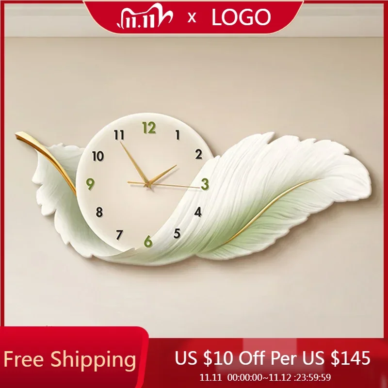 

Korean Feather Wall Clocks Kitchen Aesthetic Minimalist Nordic Art Mural Clock Wall Luxury Bedrooms Duvar Saati Home Decoration