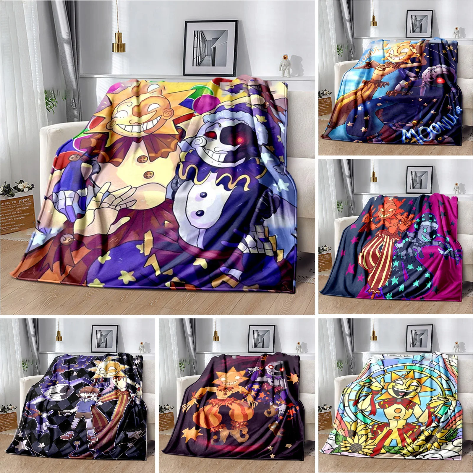 

Personalized Sunnydrop and Moondrop Print Warm Plush Cozy Home Throw Blanket for Beding Comfortable Couch Lightweight Blanket