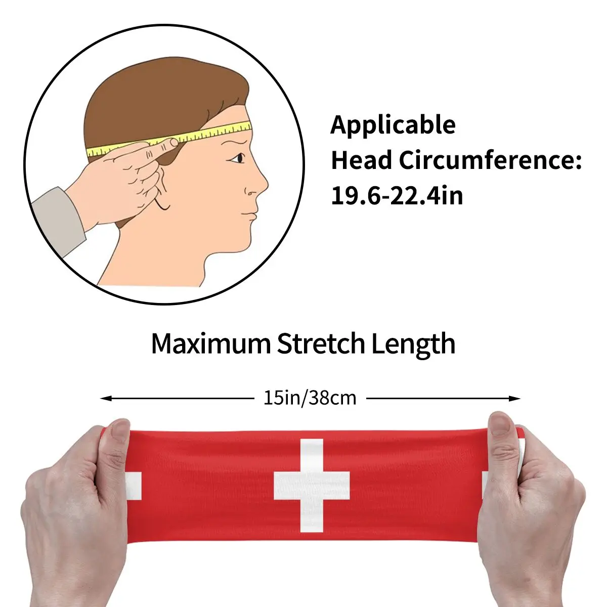 Sports Headband Swiss Flag Running Fitness Sweatband Absorbent Cycling Jog Hair Bandage