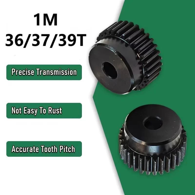 Module 1 36/37/39T Spur Gear 45# Carbon Steel Bore 6mm 8mm 10mm 12mm Low Speed Metal Drive Gear For Motors