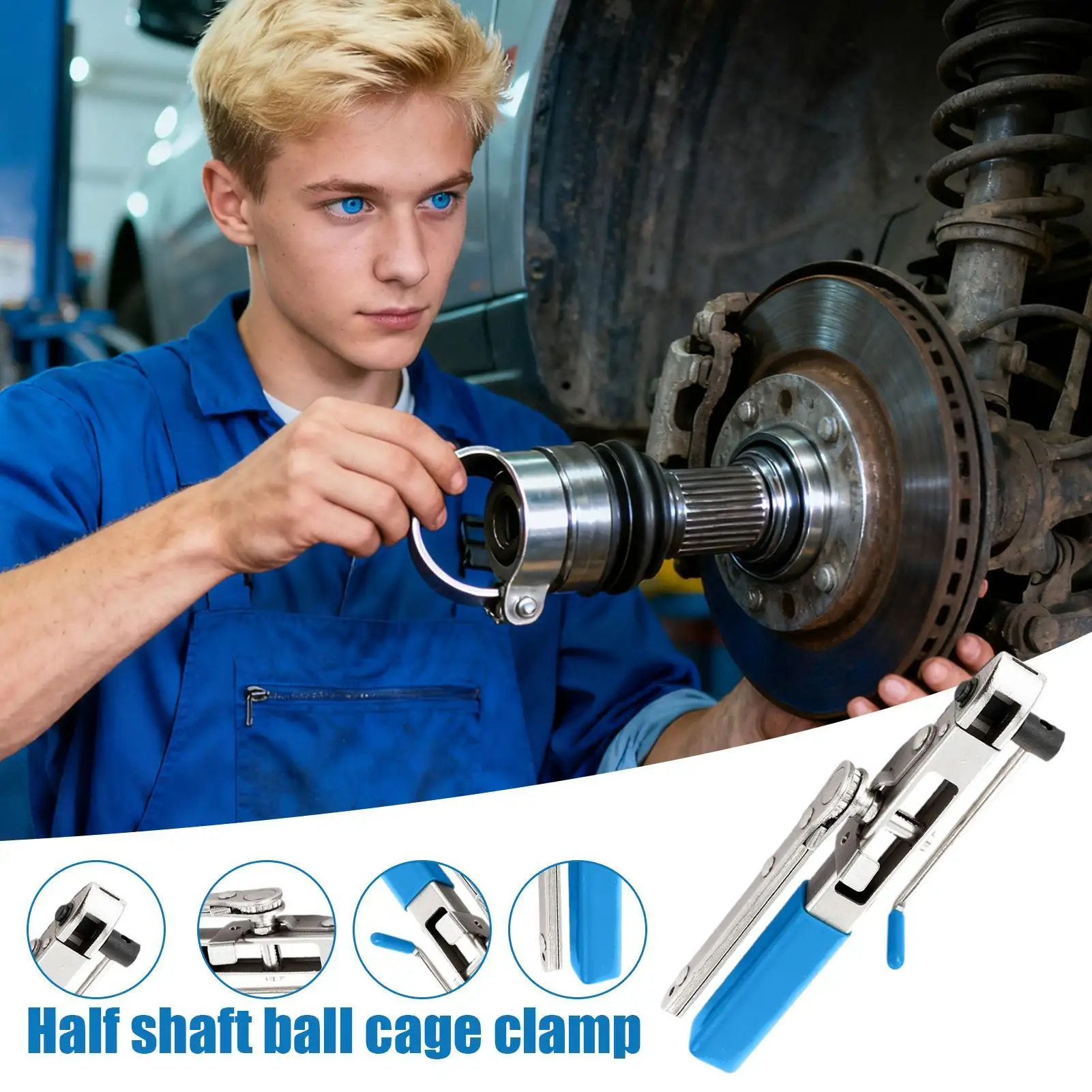 Axle Boot Clamp Tool Heavy Duty Tightener With Ratchet Steel CV Boot Clamping Tool For Car Maintenance Vehicle Suspension Work