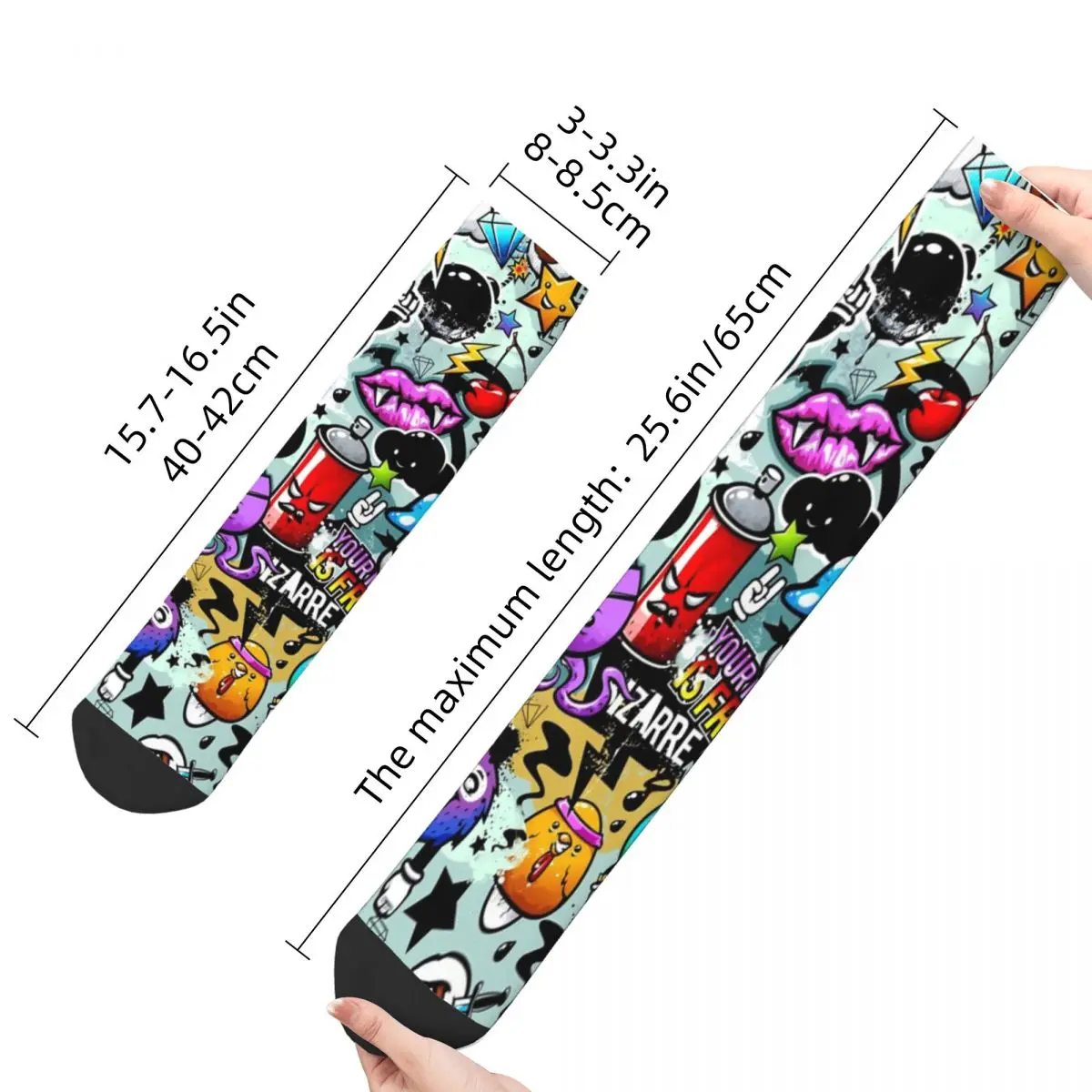 Glücklich Lustig Männer compression Socken Pop Kunst Graffiti Lustige Comics Gesichter Retro Harajuku Doodle Kunst Hip Hop Casual Crew socke