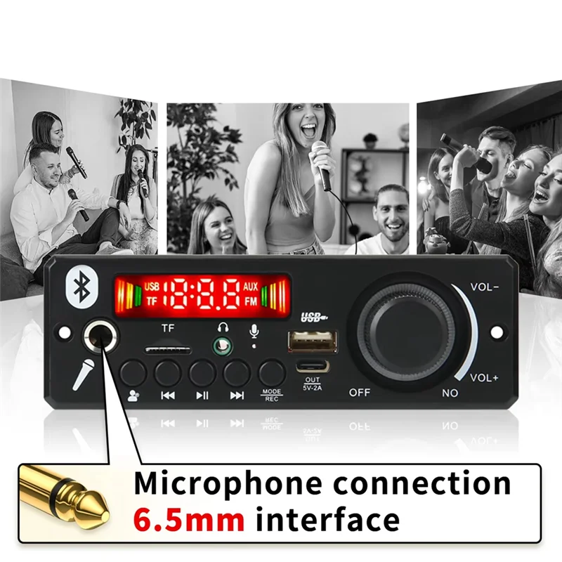 USB/TF FM Mic Rauschunterdrückung Bluetooth 5.0 MP3/WAV FLAC Verstärker Decoder Board 24V 2X 80W Auto Audio System-X64A