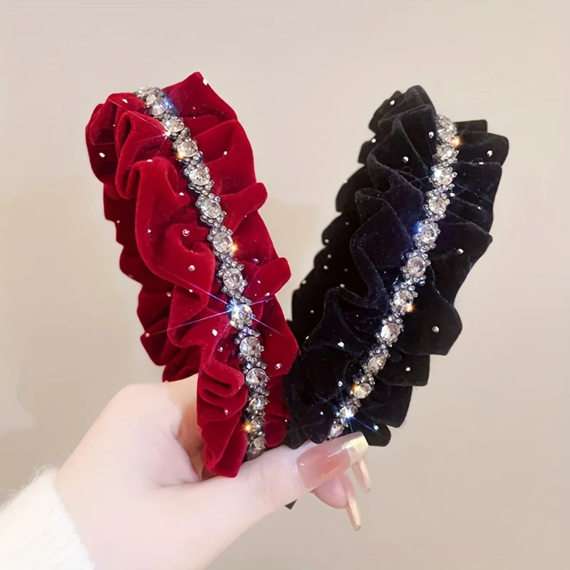 Fashion Satin Pearl Wide Headbands Woman Temperament Elegant Hair Bands Female Retro Versatile Hair Hoop Hair Accessories