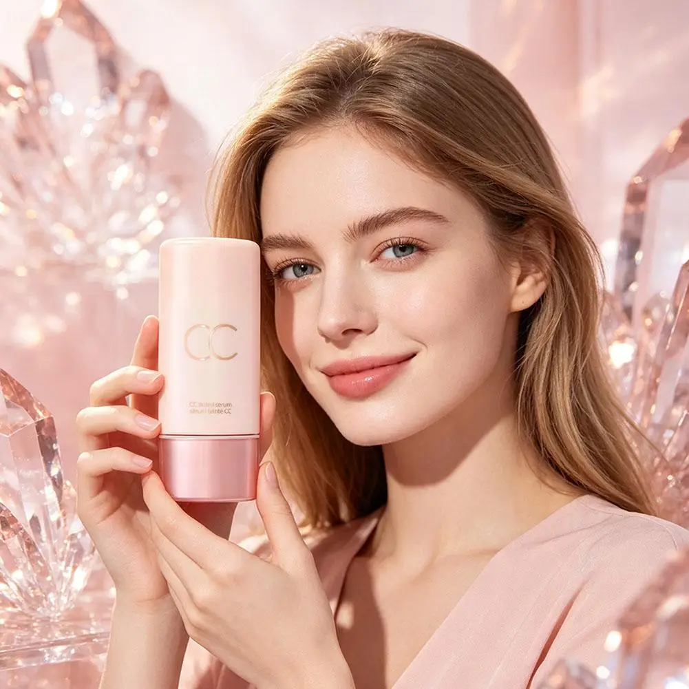 CC Tinted Serum Cream Natural Glow Hydrating Color Correcting Liquid Foundation Makeup 55ml Full Coverage Face Base