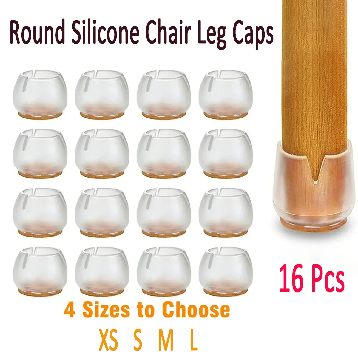 

Round Silicone Chair Leg Caps Feet Pads Floor Protector Furniture Table Covers for Non-Slip Chair Rubber Feet Cap Bottom 16pcs