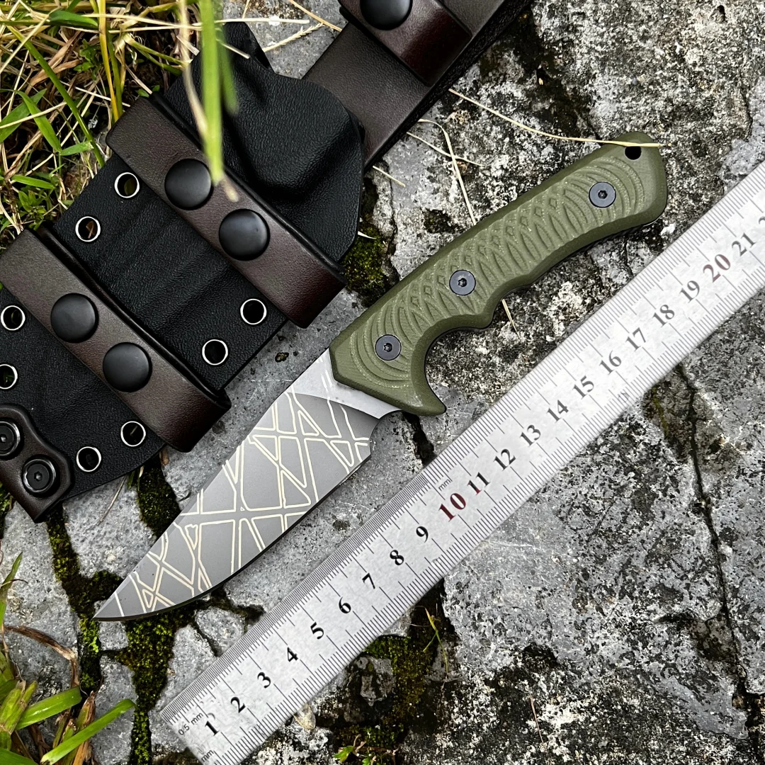 New 14c28n Steel Fixed Blade Dark Pattern Camouflage Pattern G10 Handle Outdoor Camping EDC Knife Climbing and Exploration Tool