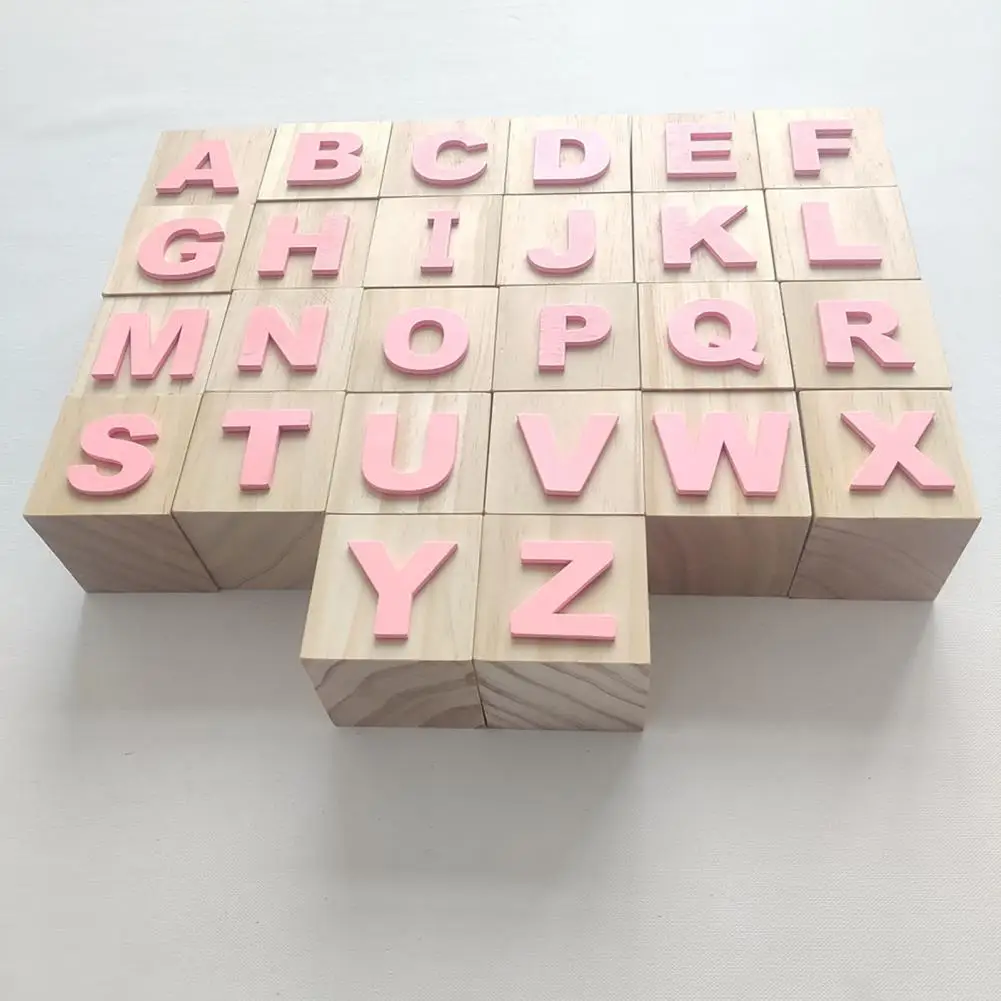 Letter Block Useful Sturdy Alphabet Block Portable 26 English Letter Wooden Block Household Supplies