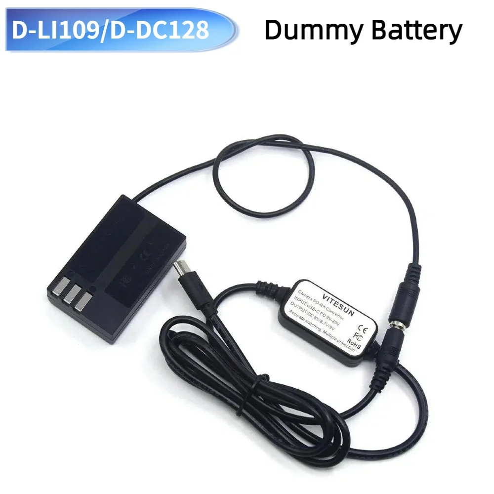 Usb Type C Dc Cable D-Li109 Dummy Battery D-Dc128 Coupler Power Supply For Pentax K-70 K-50 K-30 K-R K-2 K-S1 K-S2 Camera