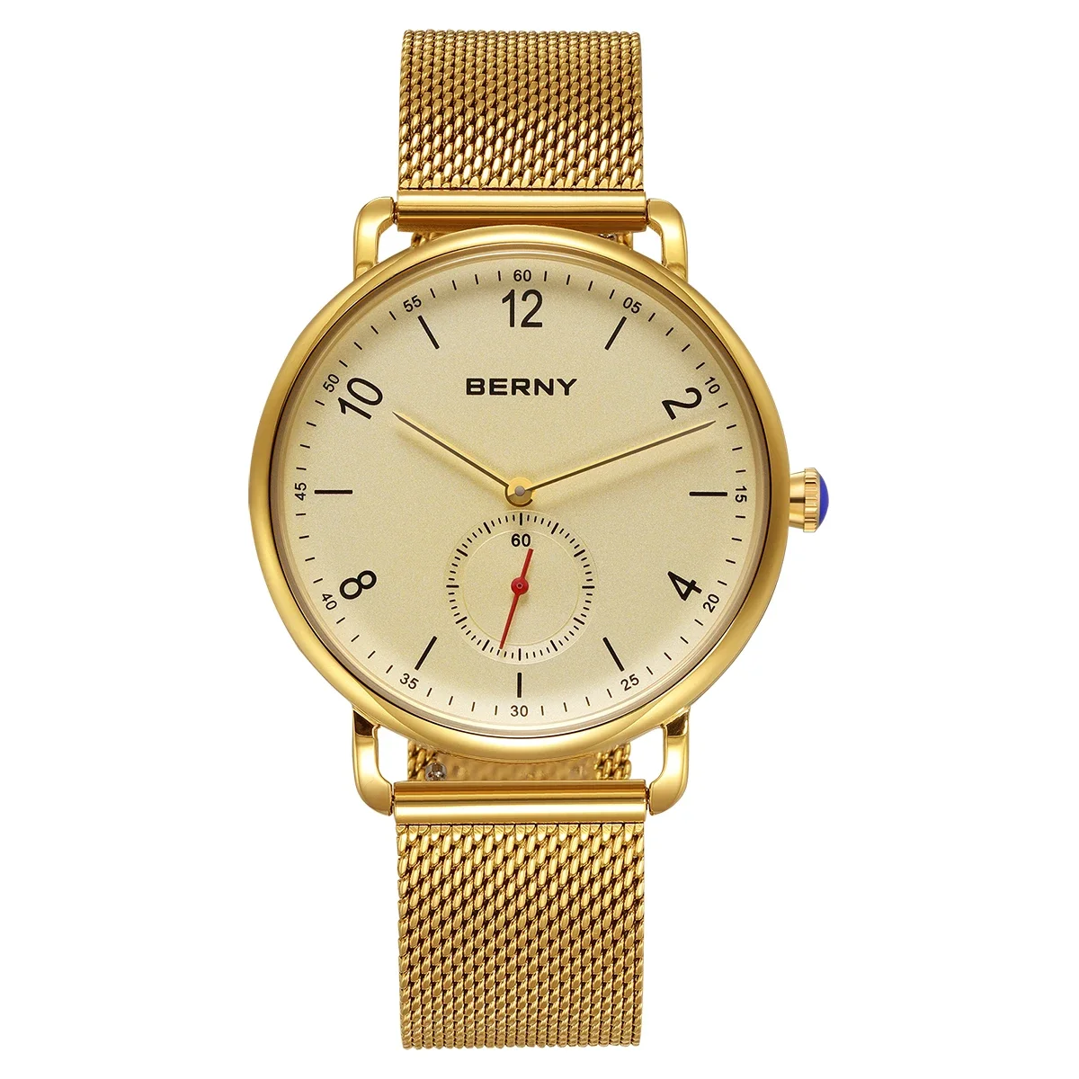 BERNY Golden Men Watch Quartz Wristwatch for Men Simple Casual Men's Fashion Watch