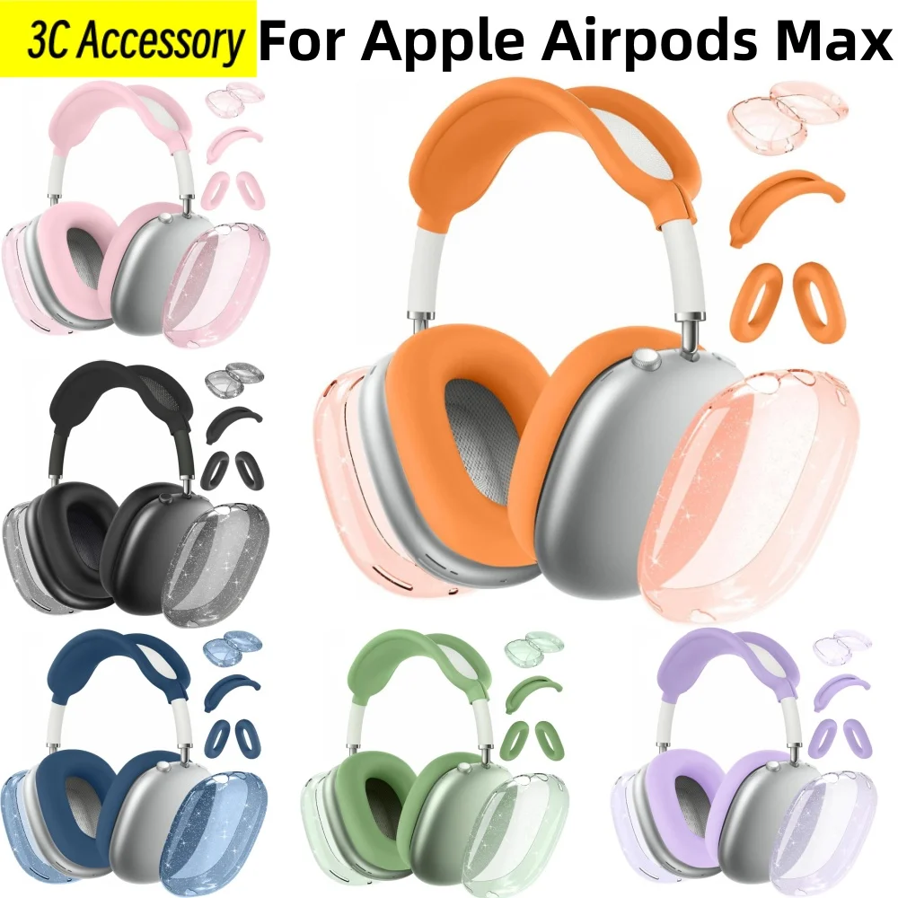 3PCS Case For Apple Airpods Max New Glitter Cover Head mounted headphone 3 in 1 Silicone & TPU Cases For Airpods Max Cover Funda