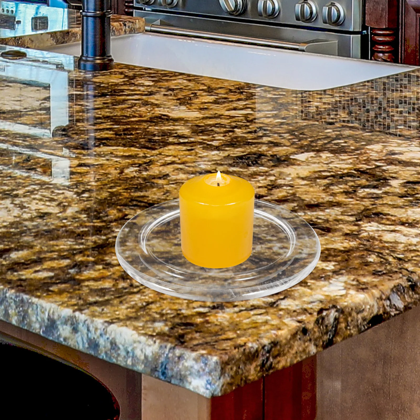 

Decorative Glass Tray Smooth Safe Fine Workmanship Household Decor Tray Household Candleholders Glass Plates