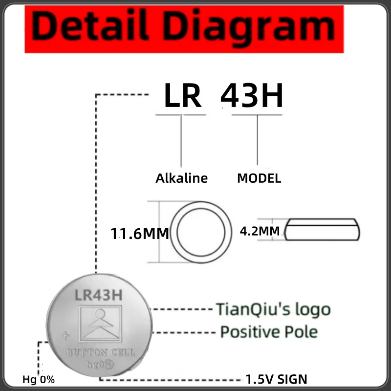 10~50PCS Button Batteries TQ AG12 L1142 LR43 301 386 1.5V Lithium  Environmental Protection Coin Cells  for Watch Battery Remote