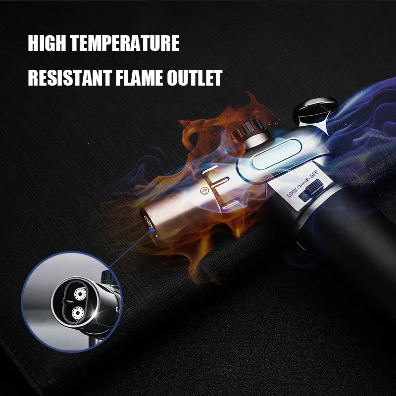 Desktop Handheld Portable Single And Double Flame Conversion Direct Spray Lighter, Spray Gun,Cigar,OutdoorBarbecue,Multi-purpose