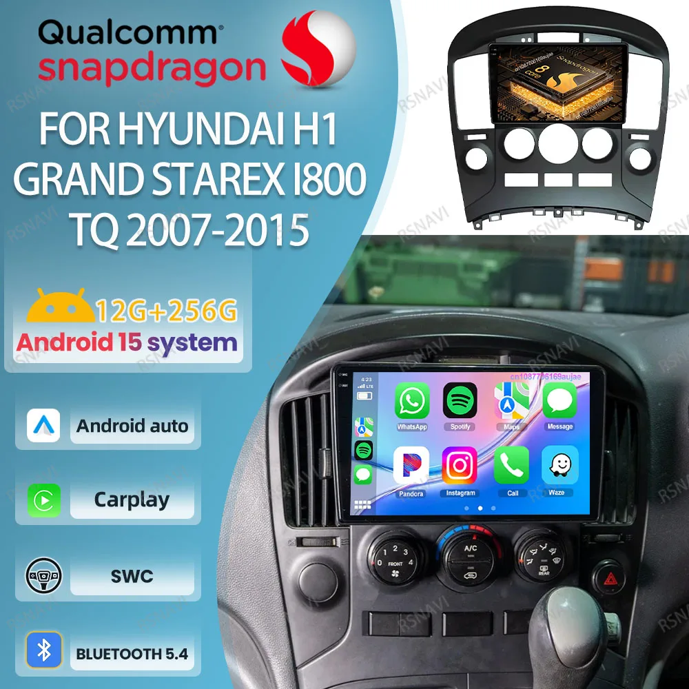 

Android 15 Car Radio For Hyundai H1 Grand Starex I800 TQ 2007-2015 5G WIFI Qualcomm 4G LTE Wireless Carplay Auto Stereo BT GPS