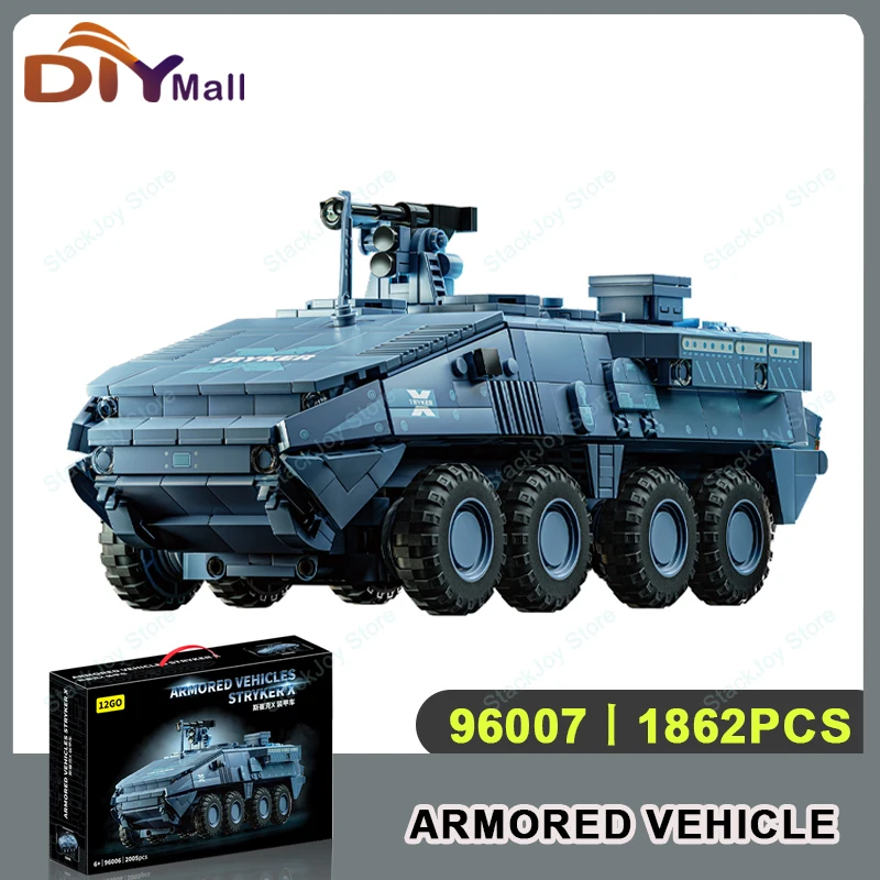 

MOC Armored Vehicles Stryker X Set Building Block Military Armored Car Brick Model WW2 Assemble Brick Toy For Kid Christmas Gift